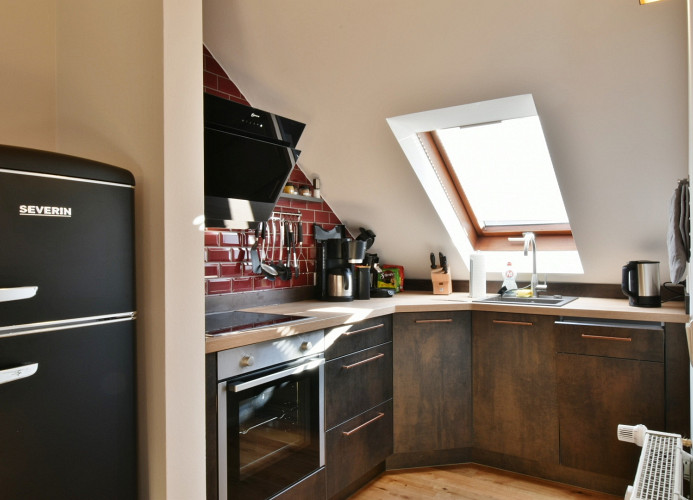 Fewo Blumes Bergfrieden - offene Küche mit Geschirrspüler