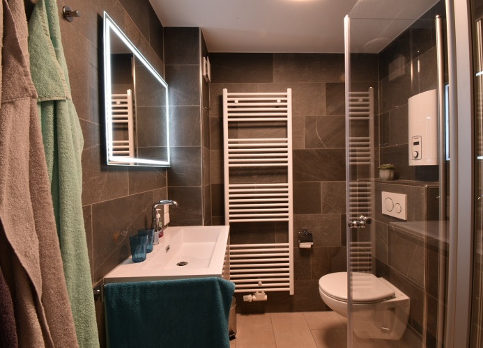 Fewo Blumes Bergfrieden - Duschbad mit Handtuchwärmer