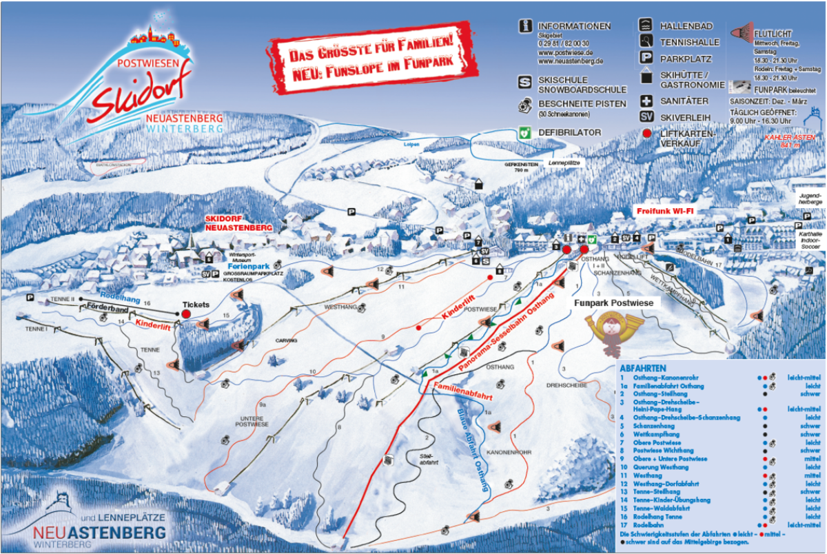 Pistenplan Skigebiet Postwiese Neuastenberg